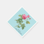 Pastel Blauw en Roze Rose Botanisch Servet (Hoek)