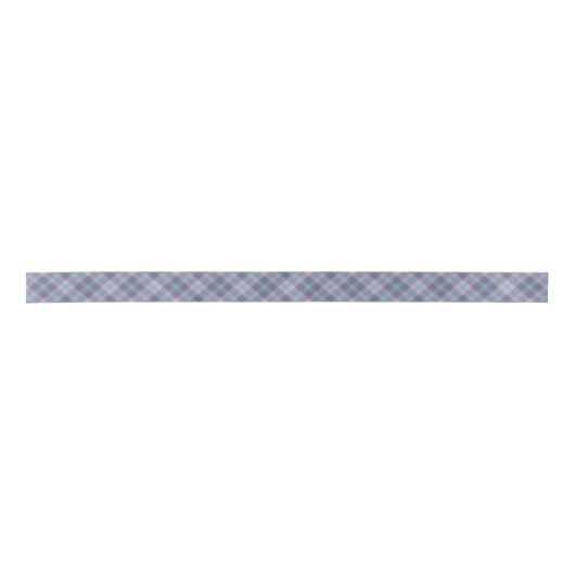 Pastel Blauw en Roze Tartan Satijnen Lint (Voorkant)