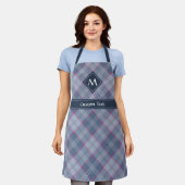 Pastel Blauw en Roze Tartan Schort (Gedragen)