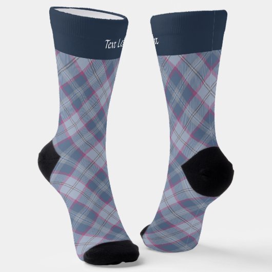 Pastel Blauw en Roze Tartan Sokken (Gebogen)