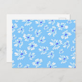 Pastel  Blauw en Wit Bloemen Briefkaart (Voorkant / Achterkant)