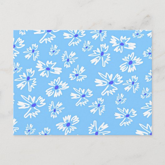 Pastel  Blauw en Wit Bloemen Briefkaart (Voorkant)