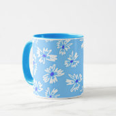 Pastel Blauw en Wit Bloemen Mok (Voorkant links)