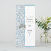 Pastel blauw en wit kant kerk bruiloft programma programmakaart (Staand voorkant)