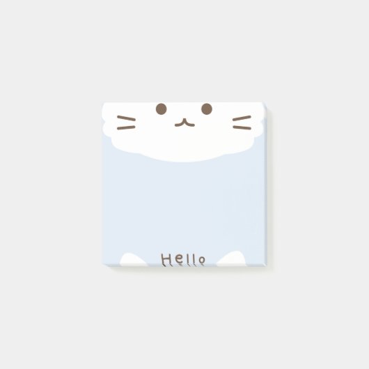 Pastel Blauw en wit Leuke Kat Post-it® Notes (Voorkant)