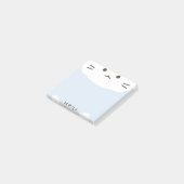 Pastel Blauw en wit Leuke Kat Post-it® Notes (Schuin)