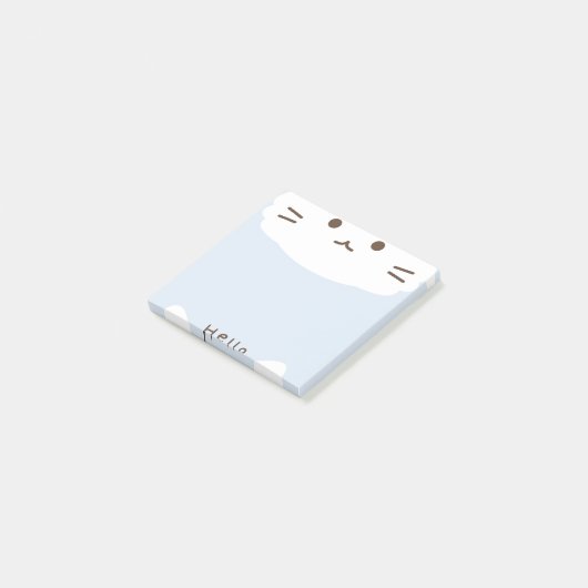 Pastel Blauw en wit Leuke Kat Post-it® Notes (Schuin)