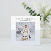 Pastel Blauw en Wit Moderne Feestdagen | Foto Feestdagenkaart (Staand voorkant)