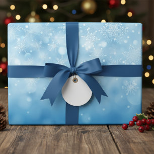 Pastel Blauw en Wit Sneeuwvlokken Wrapping Papier