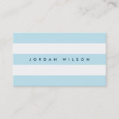 Pastel blauw en witte strepen blauw visitekaartje (Voorkant)