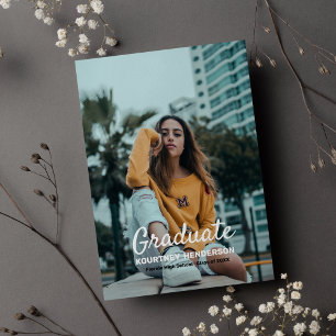 Pastel Blauw Foto Afstudeerfeest Kaart