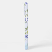 Pastel blauw geel bloemmotief groenpatroon op maat iPhone hoesje (Linkerkant)