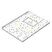 Pastel Blauw Geel Confetti Patroon gepersonaliseer Notitieboek (Linkerzijde)