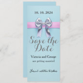 Pastel blauw gekleurd ontwerp met een strik kaart (Voorkant / Achterkant)