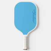 Pastel blauw gepersonaliseerde pickleball peddel paddle (Achterkant)