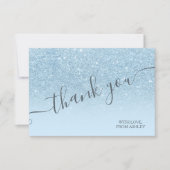 Pastel blauw glitter sparkles ombre dank u bedankkaart (Voorkant)
