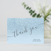 Pastel blauw glitter sparkles ombre dank u bedankkaart (Staand voorkant)