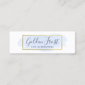 Pastel Blauw & Gouden Waterverf Elegante Afspraak Mini Visitekaartje (Voorkant)