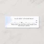 Pastel Blauw & Gouden Waterverf Elegante Afspraak Mini Visitekaartje (Achterkant)