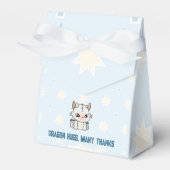 Pastel blauw grijs baby dragon bedankdoosjes (Voorkant Zijde)