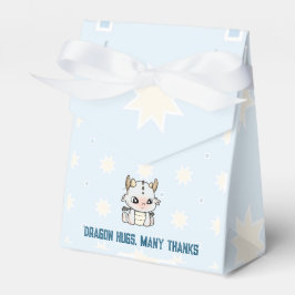 Pastel blauw grijs baby dragon bedankdoosjes