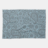 Pastel Blauw & Grijs  Paisley Damasks Theedoek (Horizontaal)