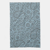 Pastel Blauw & Grijs  Paisley Damasks Theedoek (Verticaal)