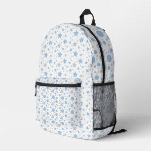 PASTEL BLAUW & GRIJS POLKA STIPPEN EN STERREN BEDRUKTE RUGZAK