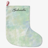 Pastel Blauw Groen Abstract gepersonaliseerd Grote Kerstsok (Voorkant)