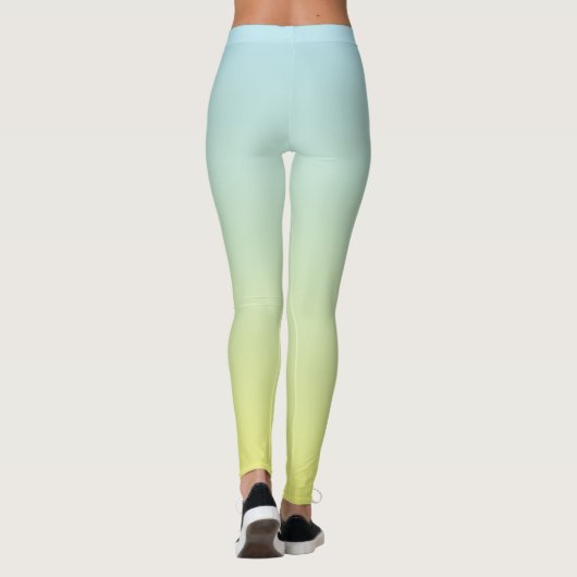 Pastel Blauw, Groen en Geel Ombre Fade Leggings (Achterkant)