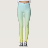 Pastel Blauw, Groen en Geel Ombre Fade Leggings (Voorkant)