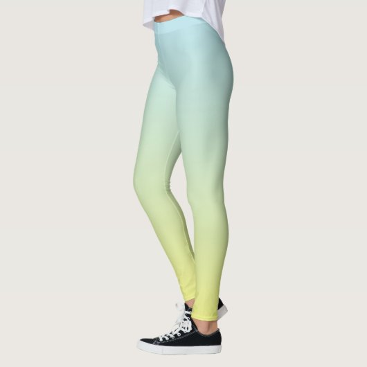 Pastel Blauw, Groen en Geel Ombre Fade Leggings (Links)