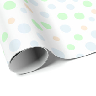 Pastel Blauw, Groen en Oranje Stip Verpakkingspapi Cadeaupapier