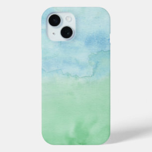 Pastel Blauw Groen Waterverf Patroon Abstract iPhone 15 Case
