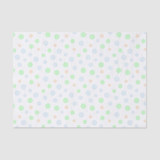 Pastel Blauw, Groene en Oranje Stippen Tissue Pape Tissuepapier (Voorkant)