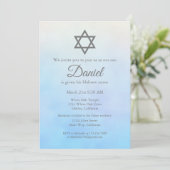Pastel Blauw Joods Baby Naming Ceremony Brit Milah Kaart (Staand voorkant)