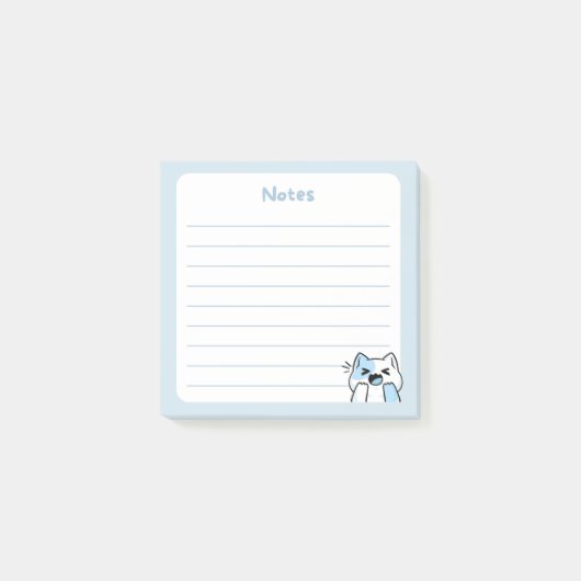Pastel Blauw Kawaii Chibi Lachende kat Post-it® Notes (Voorkant)