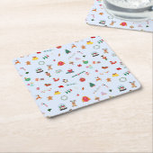 Pastel blauw kersthuis decoratie kartonnen onderzetters (Schuin)