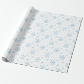 Pastel Blauw Kerstmis Sneeuwvlok Cadeaupapier (Uitgerold)