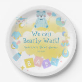 Pastel blauw kunnen we nauwelijks wachten Schattig Papieren Bordje (Voorkant)