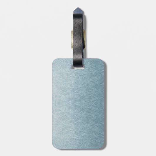 Pastel blauw leder bagagelabel (Achterkant verticaal)