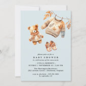 Pastel Blauw | Leuke Moderne Herfst Baby Jongensdo Kaart (Voorkant)