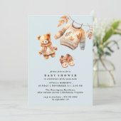 Pastel Blauw | Leuke Moderne Herfst Baby Jongensdo Kaart (Staand voorkant)