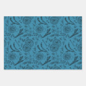 Pastel Blauw & Marine Warm Winter Kerstkunst Inpakpapier Vel (Voorkant 2)