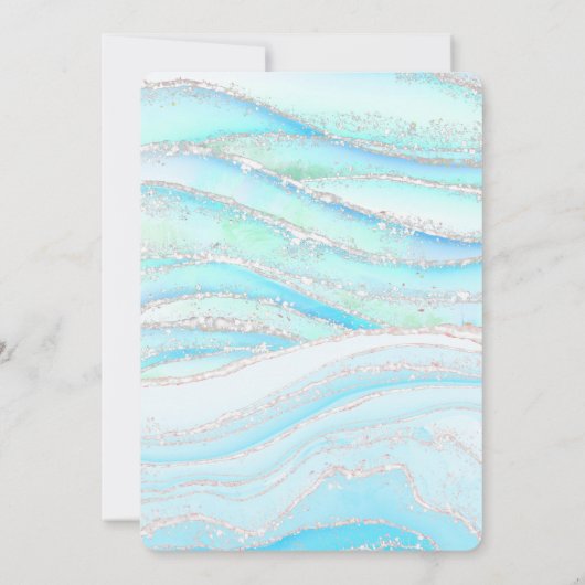 pastel blauw marmer Doop baby boy uitnodiging (Achterkant)