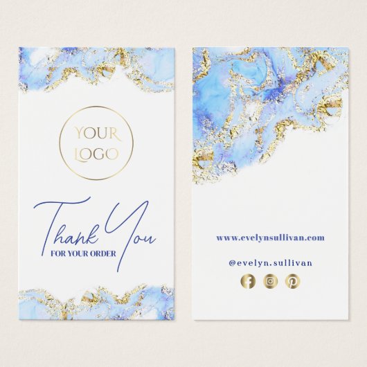 Pastel blauw marmermodel visitekaartje (Voorkant /achterkant)
