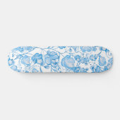 Pastel blauw met de hand beschilderde waterverven persoonlijk skateboard (Horizontaal)