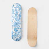 Pastel blauw met de hand beschilderde waterverven persoonlijk skateboard (Voorkant)