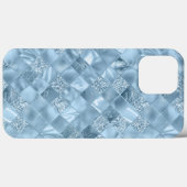Pastel Blauw Metallic Chique Elegante Glitter Case-Mate iPhone Case (Achterkant (horizontaal))