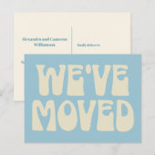 Pastel blauw minimalistisch verplaatst nieuw adres briefkaart (Voorkant / Achterkant)